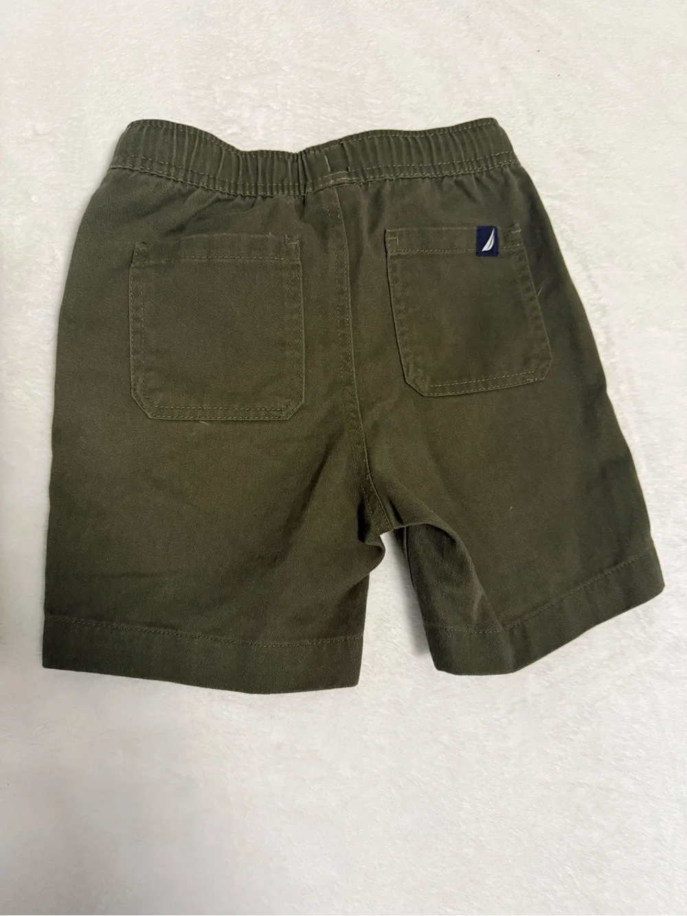 Nautica Boys Size 5 Olive Green Pull On Elastic Waist Chino Shorts Drawstring